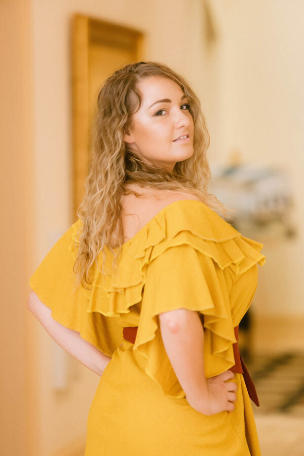 Boat-Neck Layered Frill Dress - Image 2